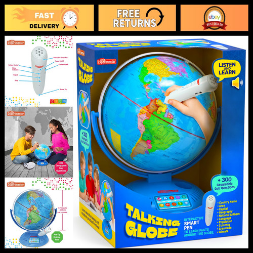 Interactive talking globe - interactive, 9"